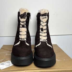 Steve Madden Jazmin Faux Fur Lace Up Combat Boots